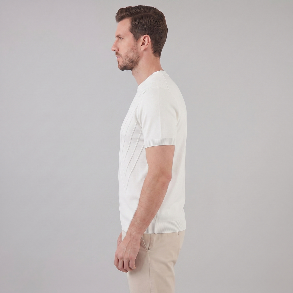 Textured Long Sleeve Crew Neck T-Shirt