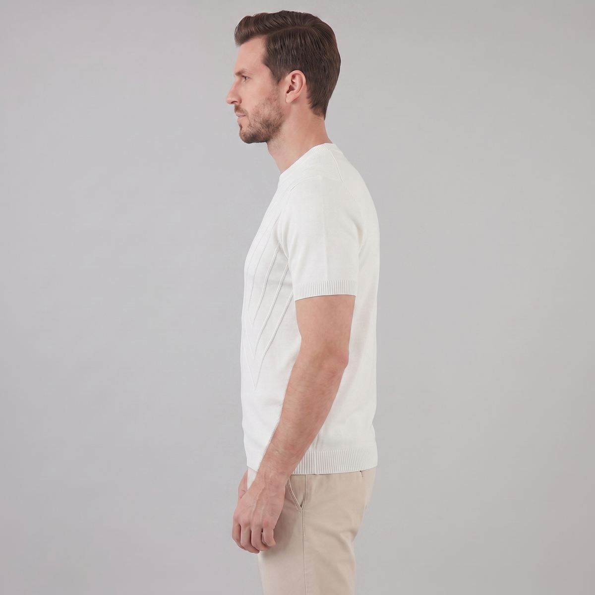 Textured Long Sleeve Crew Neck T-Shirt