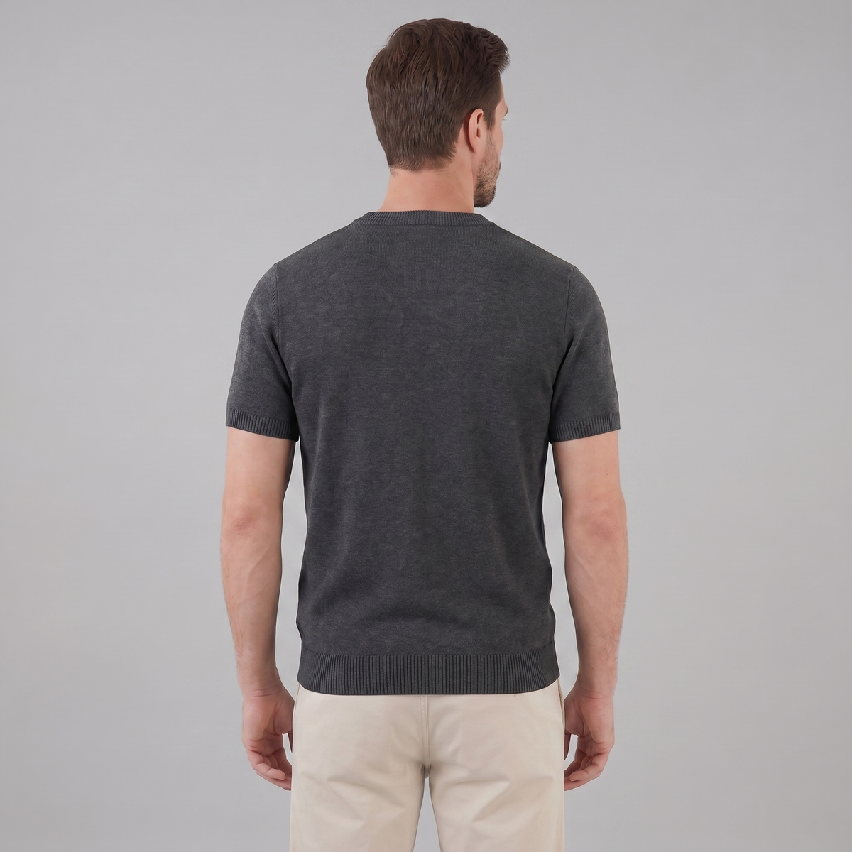 Textured Long Sleeve Crew Neck T-Shirt