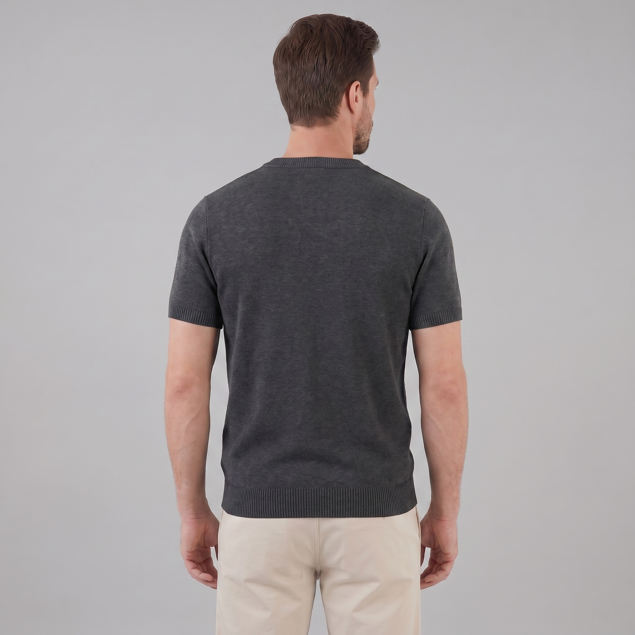 Textured Long Sleeve Crew Neck T-Shirt