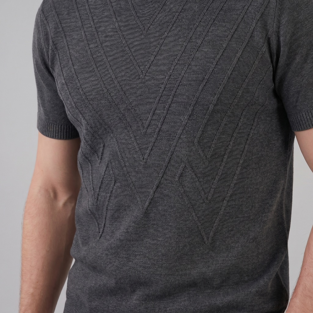 Textured Long Sleeve Crew Neck T-Shirt