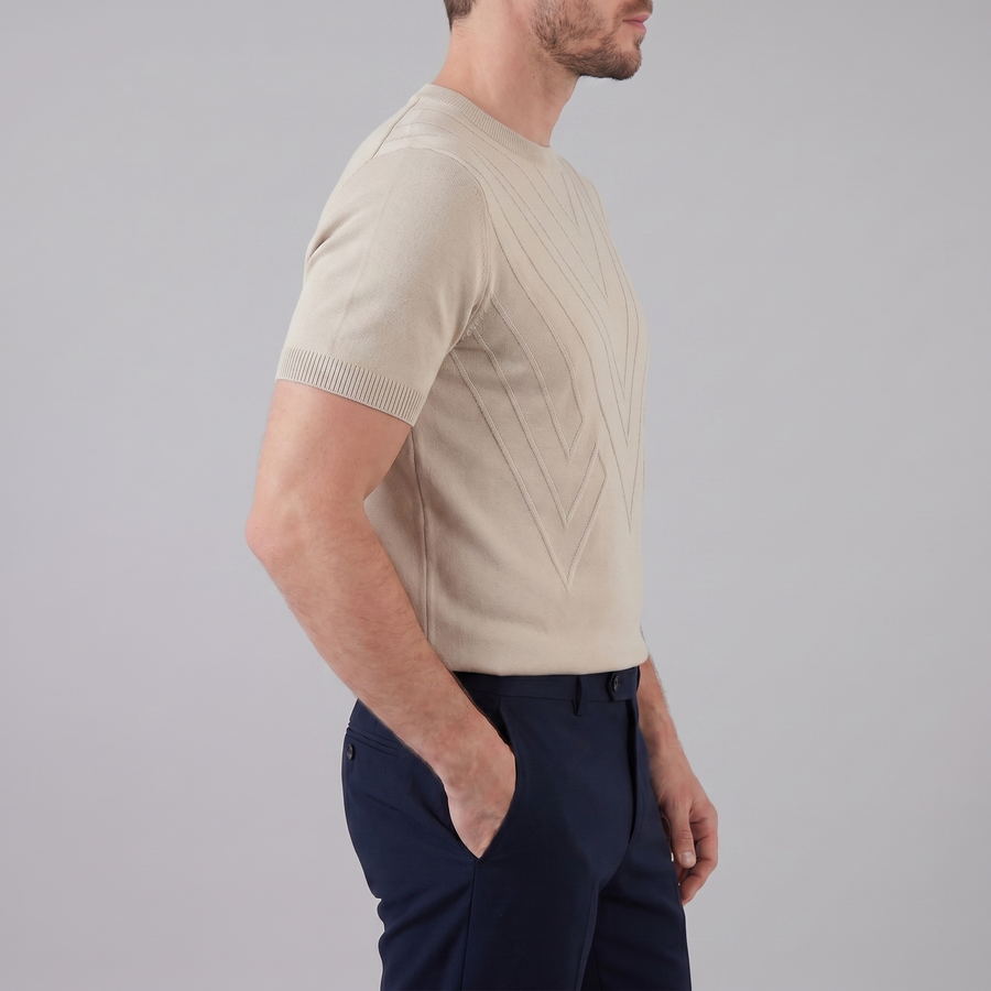 Textured Long Sleeve Crew Neck T-Shirt