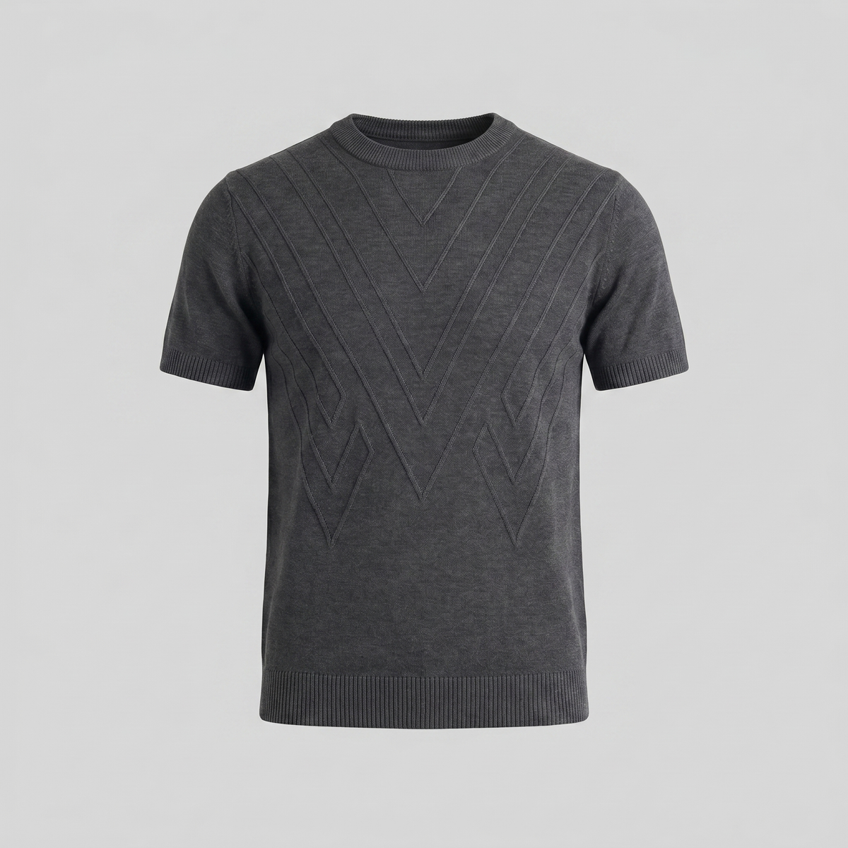 Textured Long Sleeve Crew Neck T-Shirt