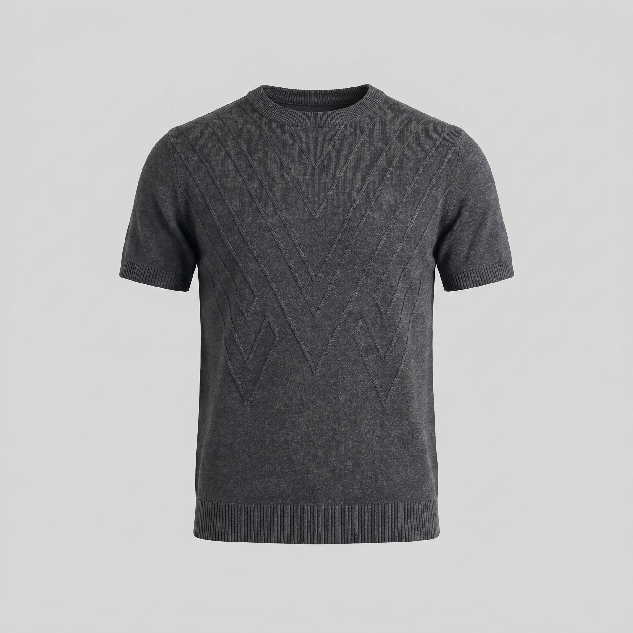 Textured Long Sleeve Crew Neck T-Shirt