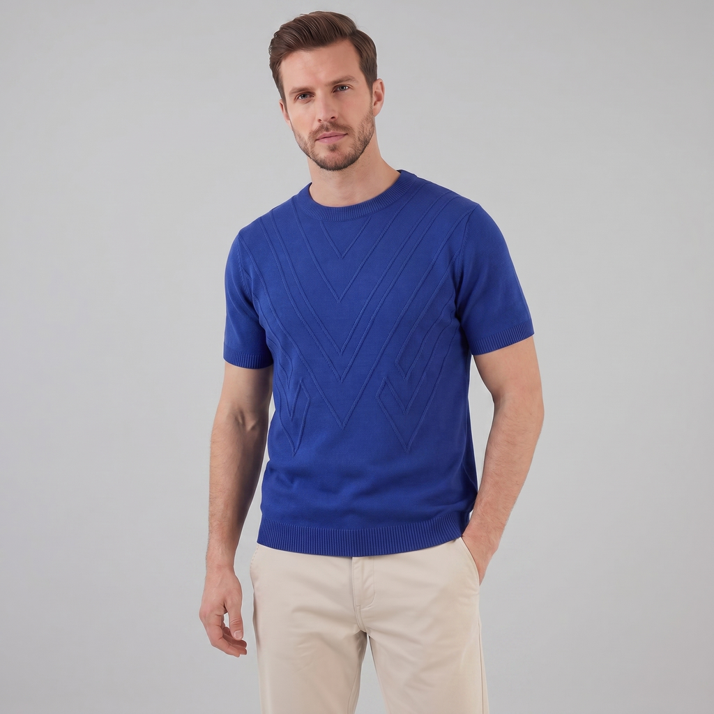 Textured Long Sleeve Crew Neck T-Shirt
