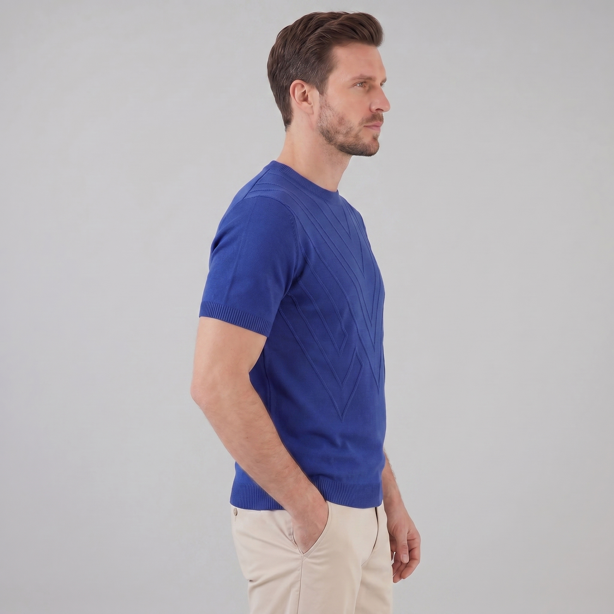 Textured Long Sleeve Crew Neck T-Shirt