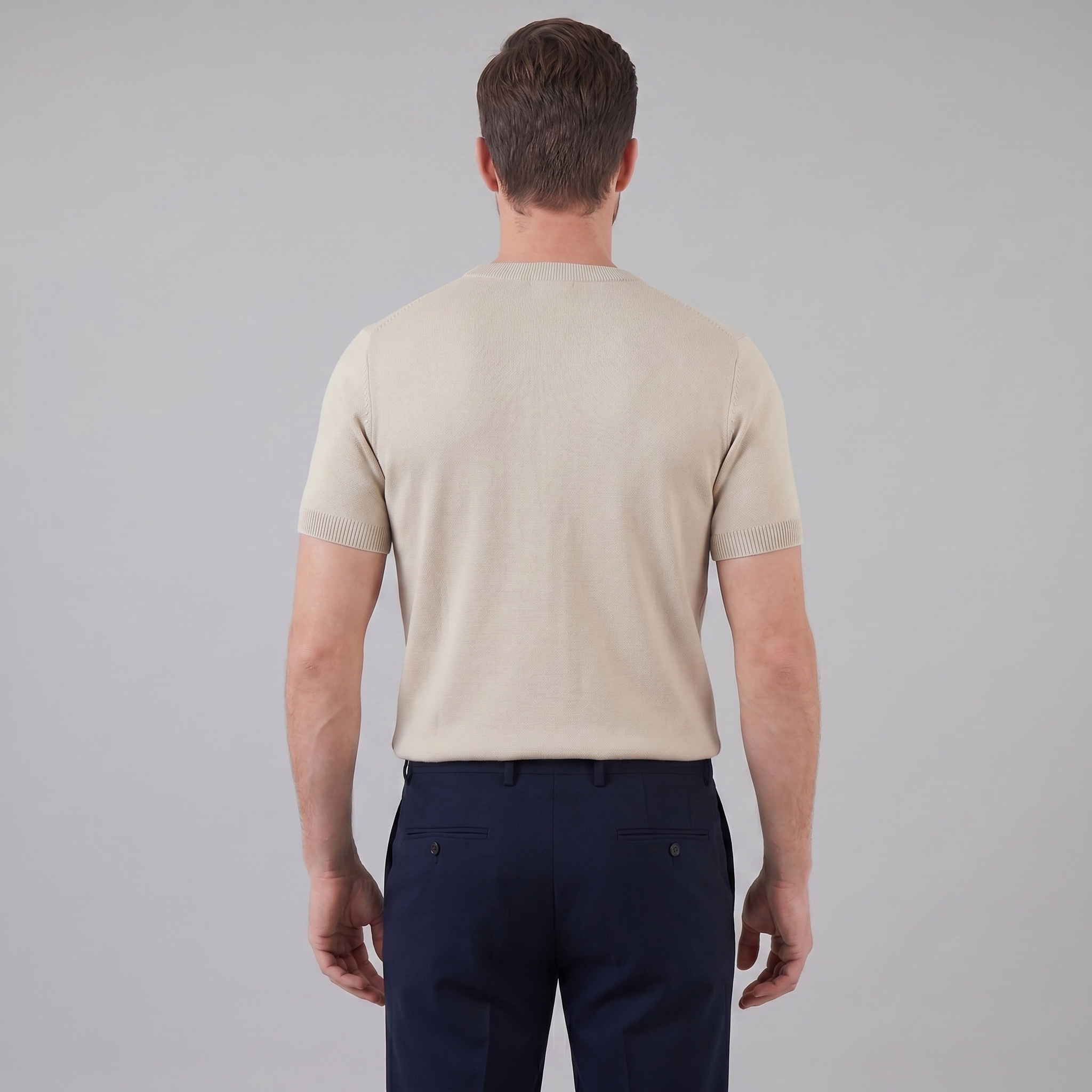 Textured Long Sleeve Crew Neck T-Shirt