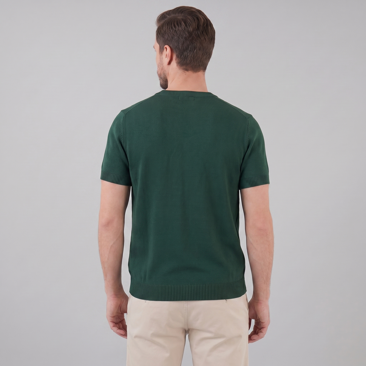 Textured Long Sleeve Crew Neck T-Shirt