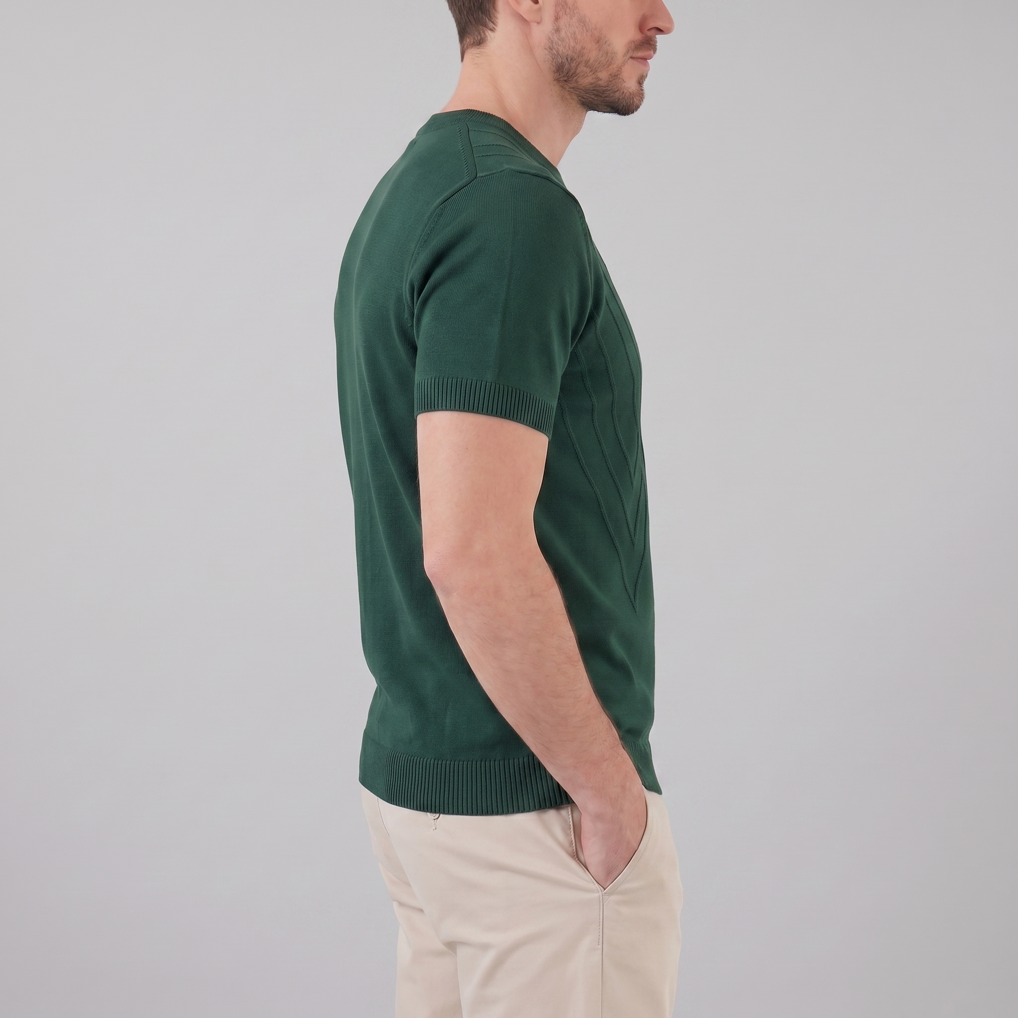 Textured Long Sleeve Crew Neck T-Shirt