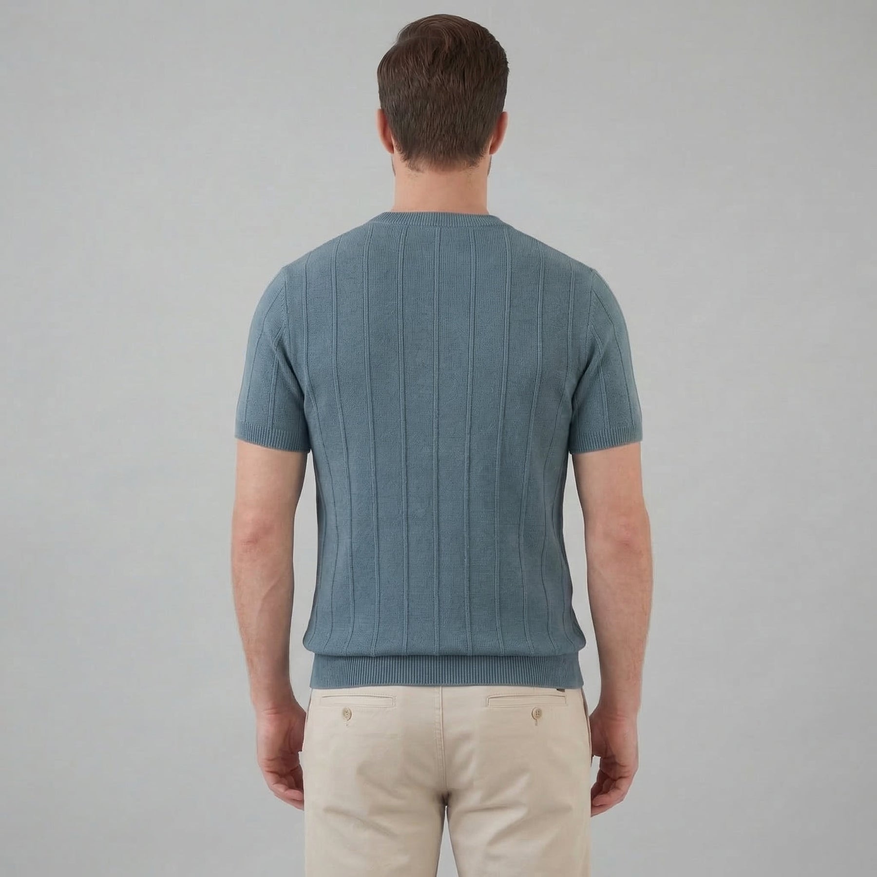 Ribbed Knit Long Sleeve T-Shirt in Classic Neutral