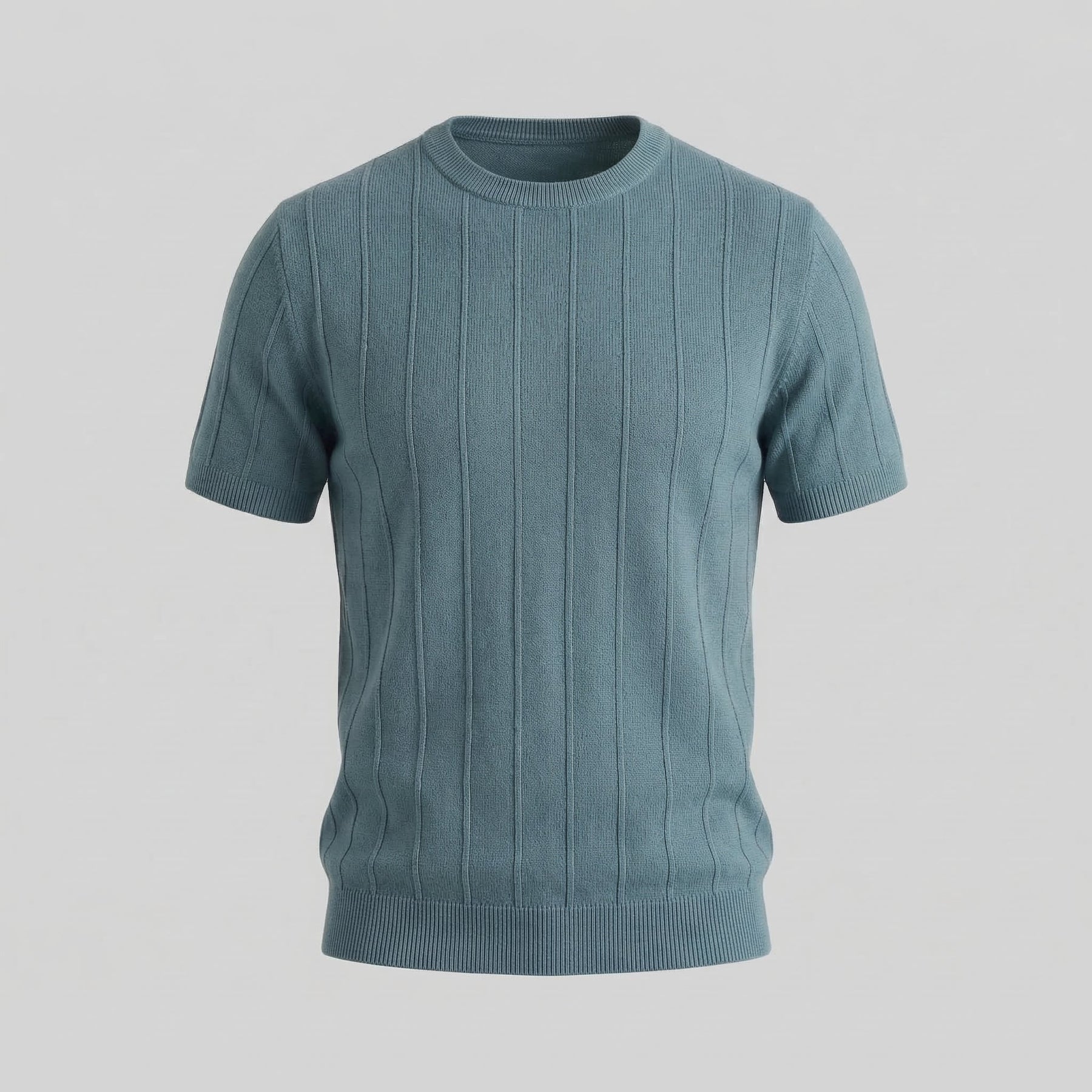 Ribbed Knit Long Sleeve T-Shirt in Classic Neutral