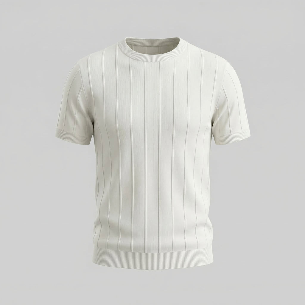 Ribbed Knit Long Sleeve T-Shirt in Classic Neutral