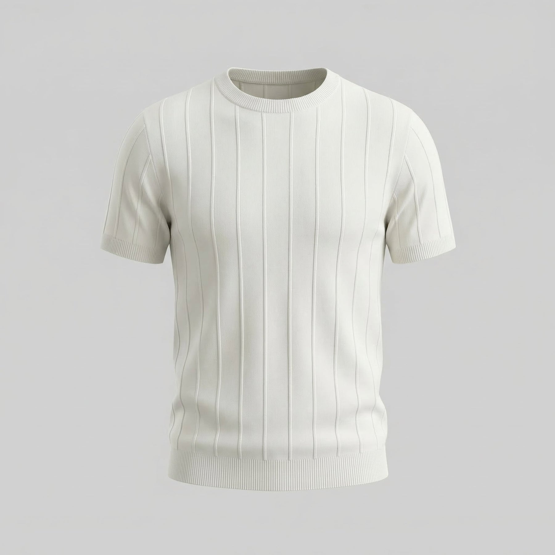 Ribbed Knit Long Sleeve T-Shirt in Classic Neutral