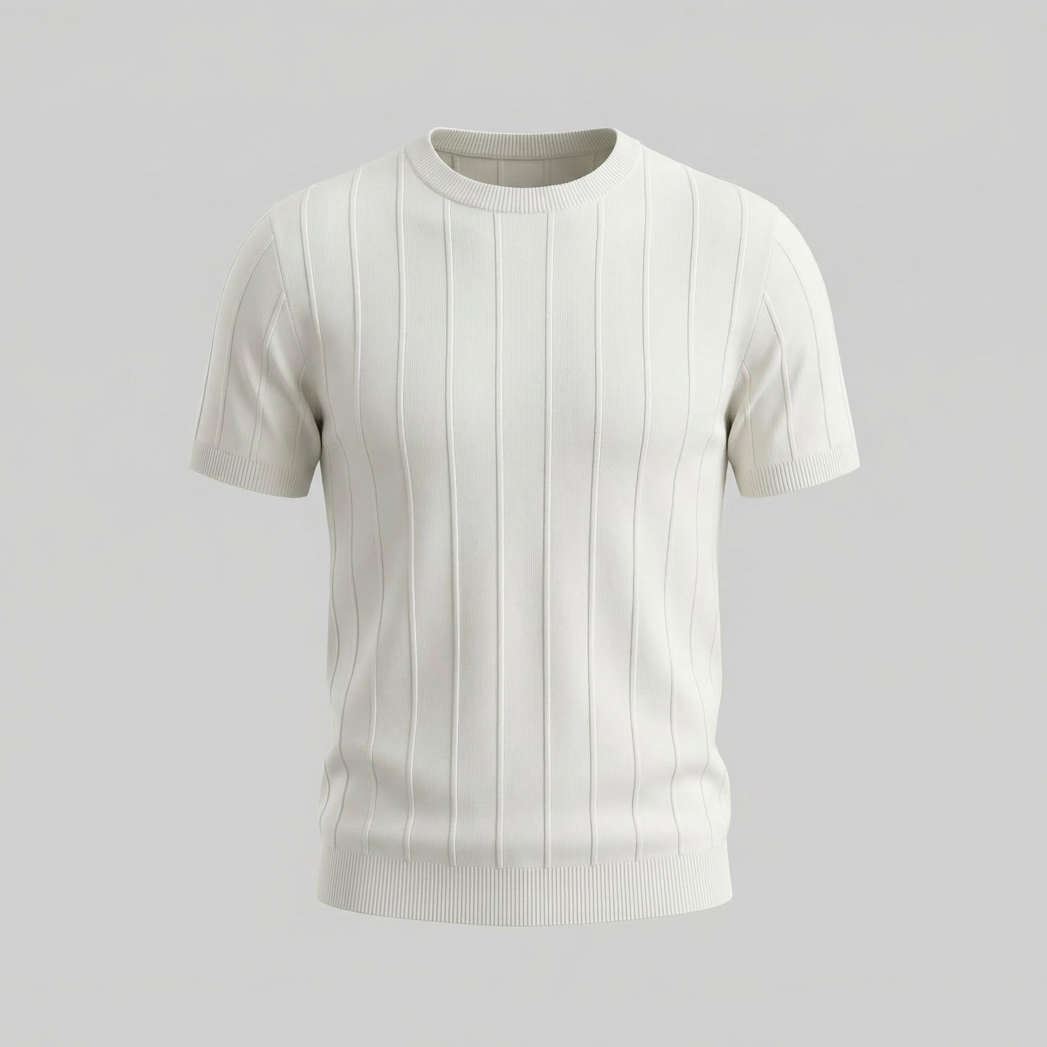 Ribbed Knit Long Sleeve T-Shirt in Classic Neutral