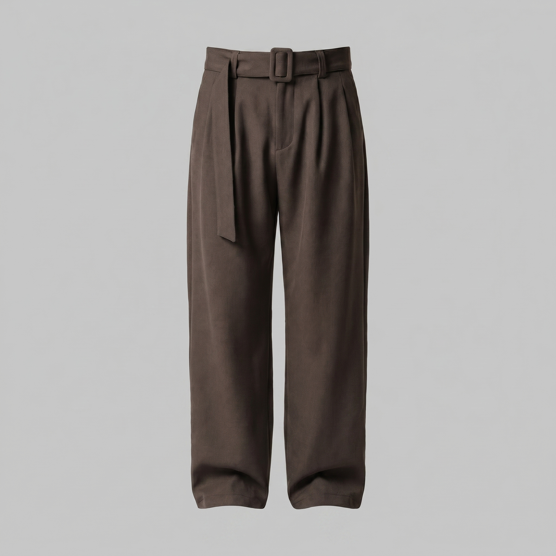 Belted Wide-Leg Trousers in Classic Charcoal