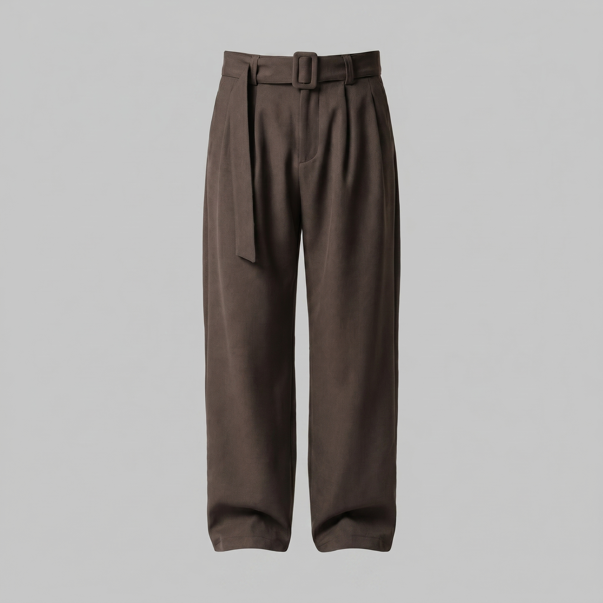 Belted Wide-Leg Trousers in Classic Charcoal