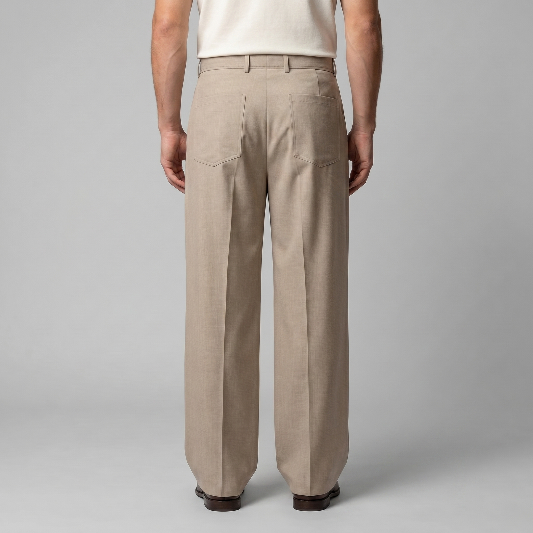 Belted Wide-Leg Trousers in Classic Charcoal