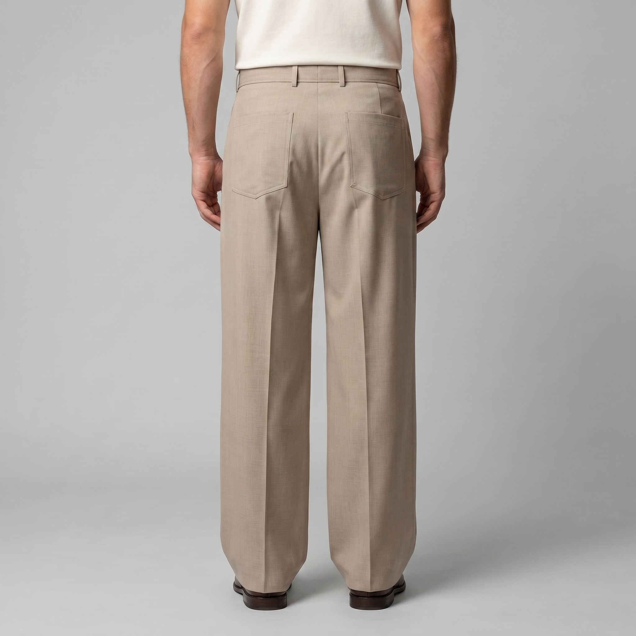 Belted Wide-Leg Trousers in Classic Charcoal