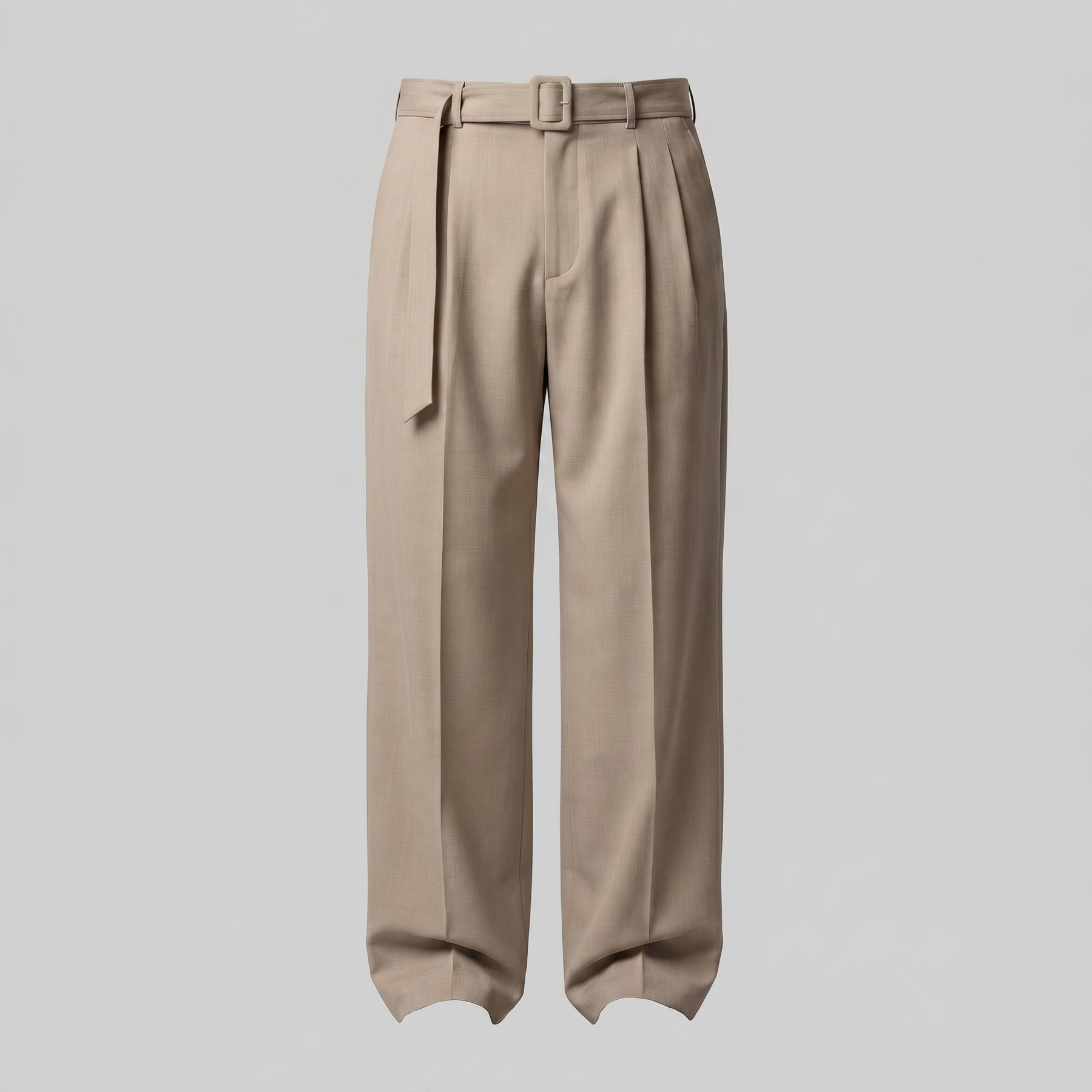 Belted Wide-Leg Trousers in Classic Charcoal