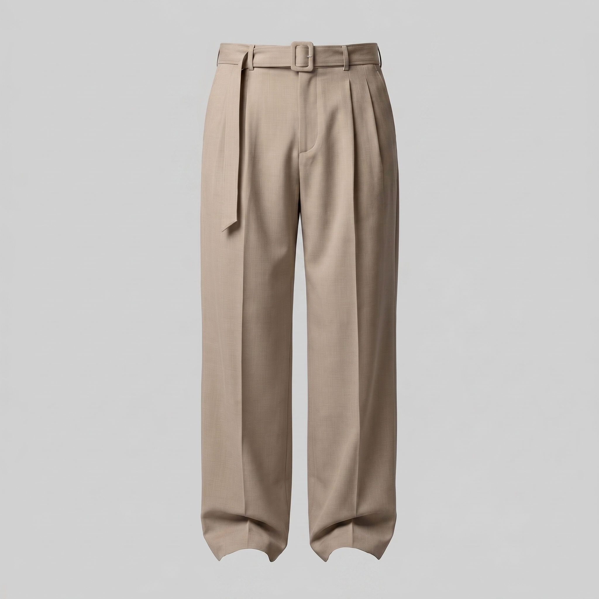 Belted Wide-Leg Trousers in Classic Charcoal
