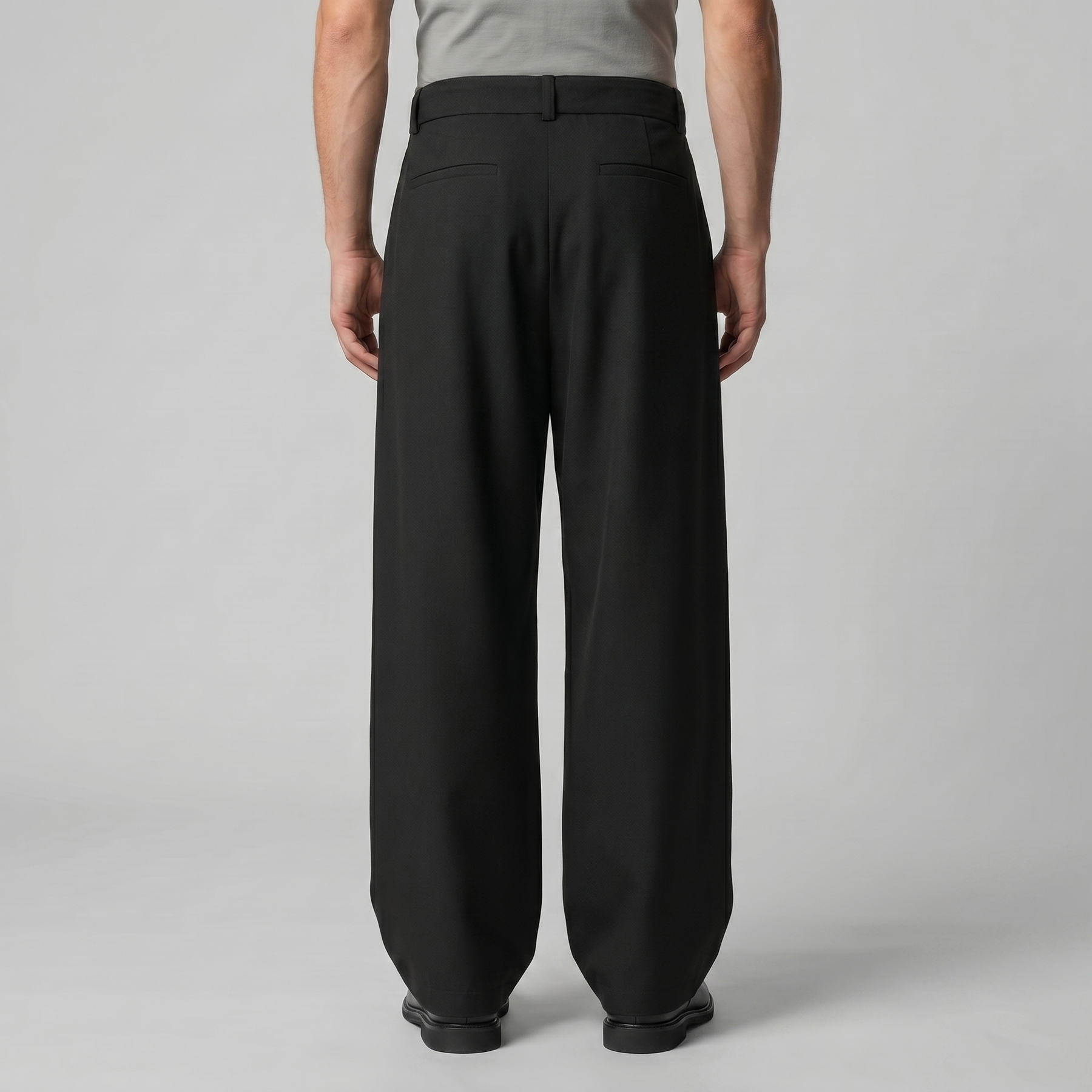 Belted Wide-Leg Trousers in Classic Charcoal
