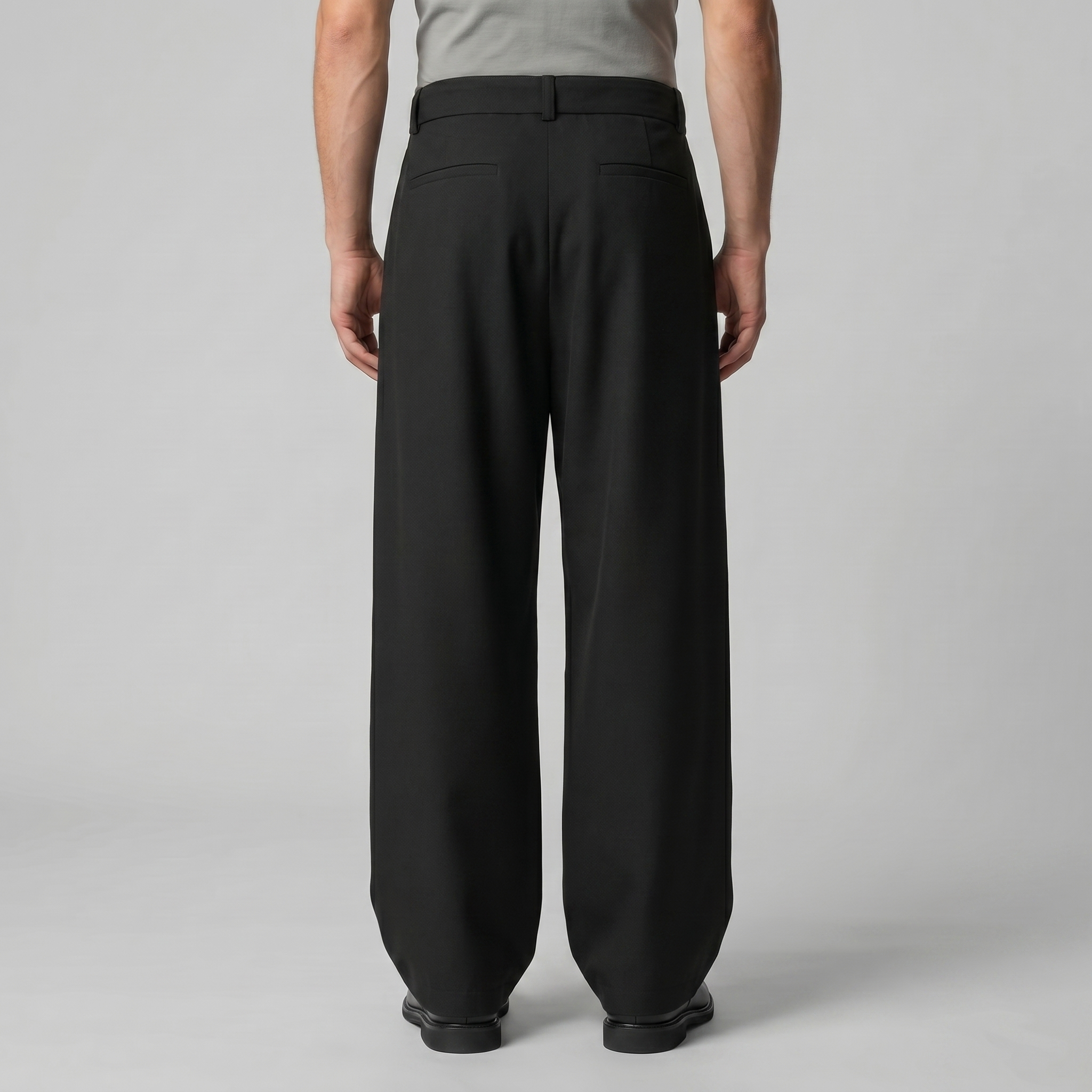 Belted Wide-Leg Trousers in Classic Charcoal