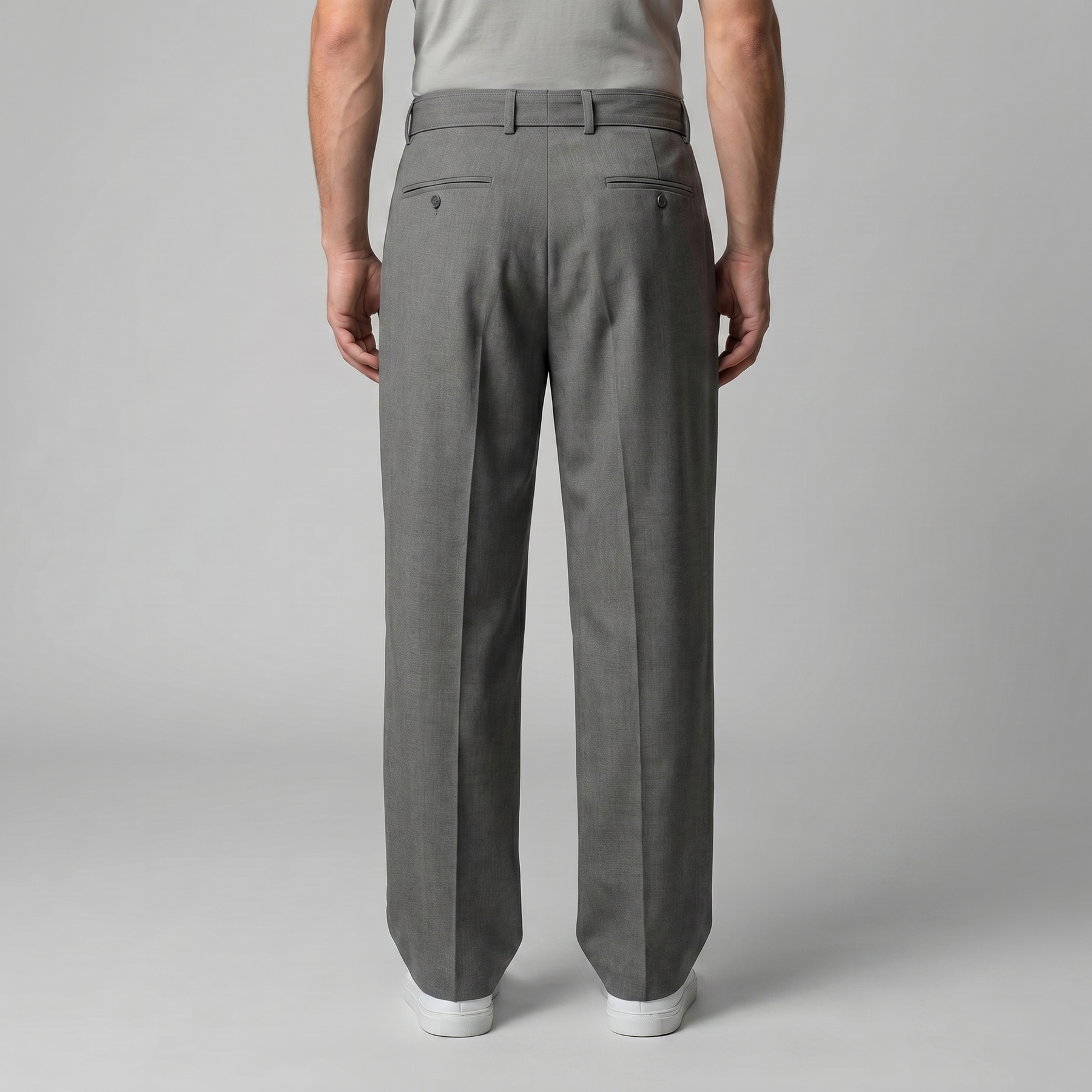 Belted Wide-Leg Trousers in Classic Charcoal