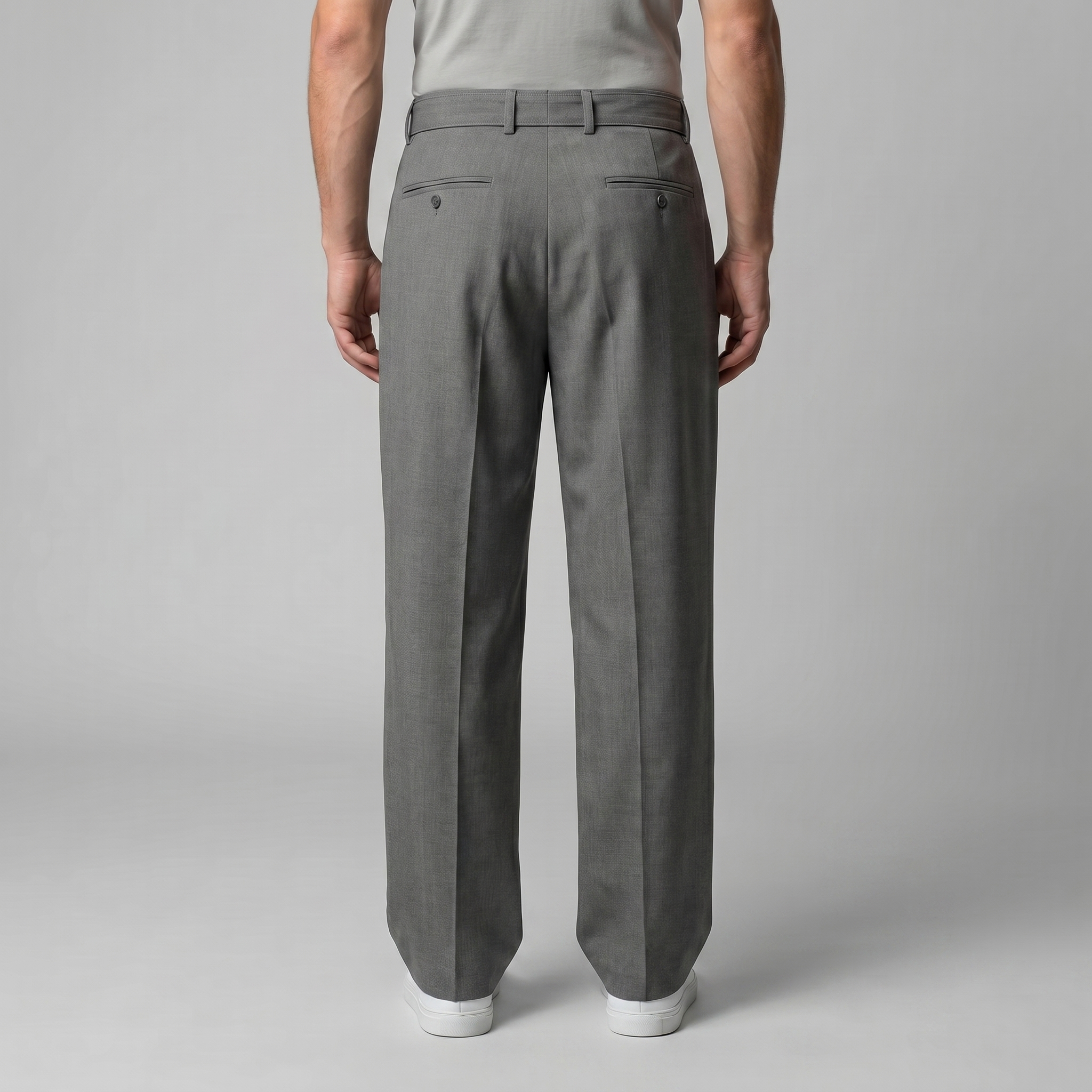 Belted Wide-Leg Trousers in Classic Charcoal