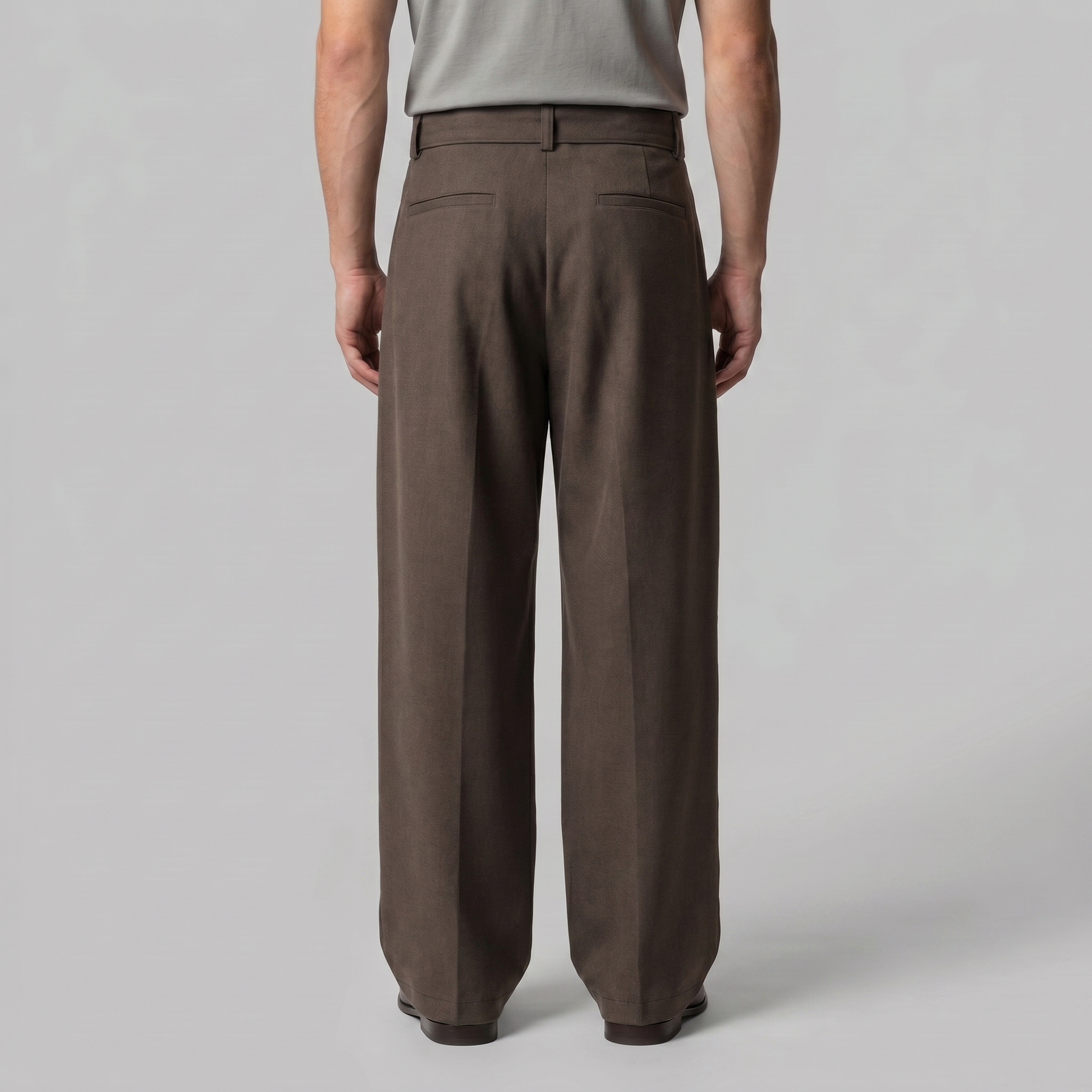 Belted Wide-Leg Trousers in Classic Charcoal