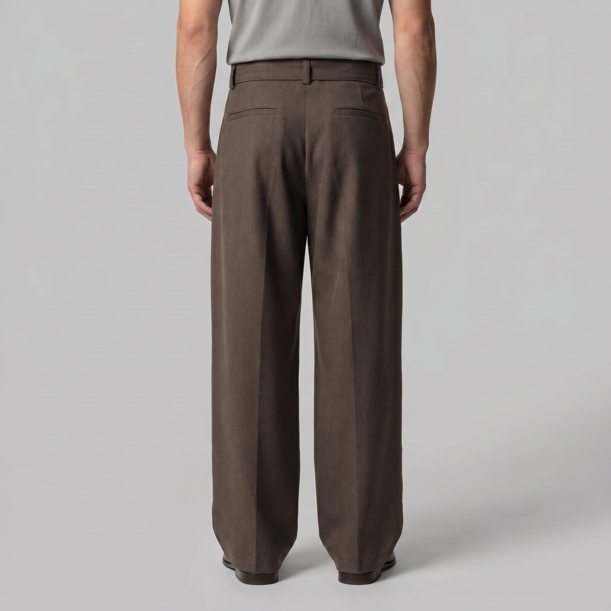Belted Wide-Leg Trousers in Classic Charcoal