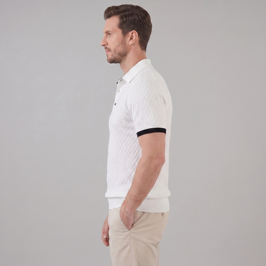 Textured Polo Shirt with Contrast Collar