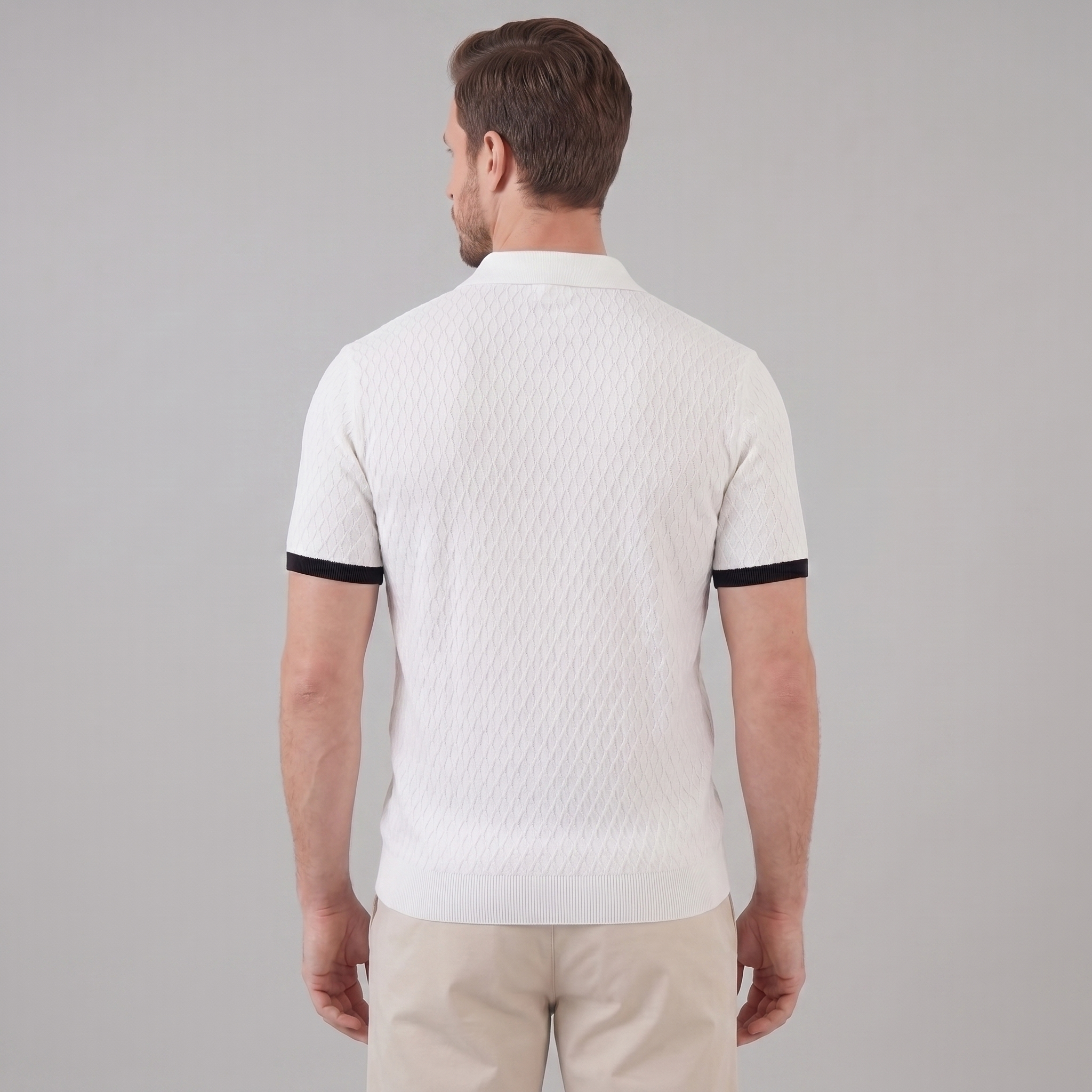 Textured Polo Shirt with Contrast Collar