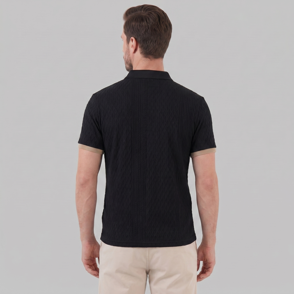 Textured Polo Shirt with Contrast Collar
