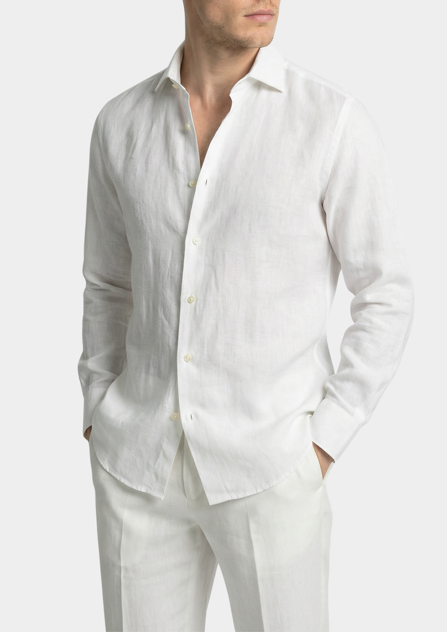 Portofino Coastal Cotton Shirt - White